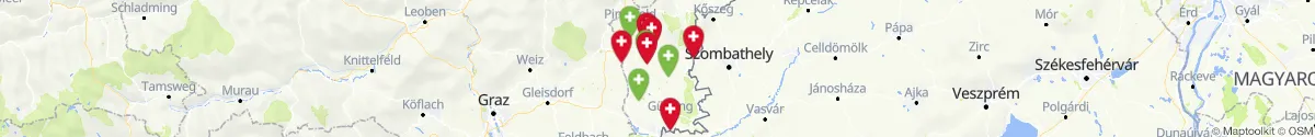 Kartenansicht für Apotheken-Notdienste in der Nähe von Güssing (Burgenland)